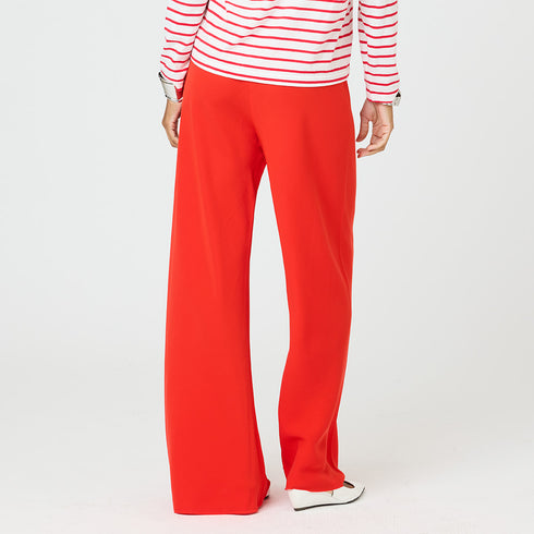 Red Ali Pant 100% poly crepe with embroidered heart patch detail in contrast color - Cute women's pants by Kerri Rosenthal