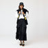 Black Athena Silk Ruffle Long Maxi Skirt with tiered design and slight side-slit - Cute women's skirts by Kerri Rosenthal