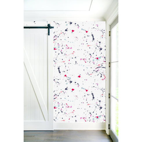 Colorful jumbo dropcloth wallpaper on clay coated paper - High-quality eco-friendly designer wallpaper for modern living room decor by Kerri Rosenthal