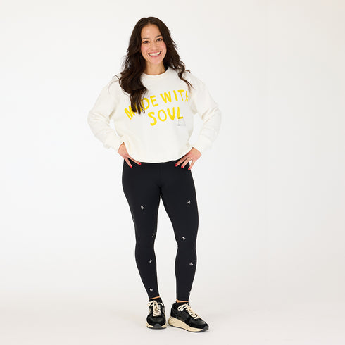 SoulCycle x KR Ex-boyfriend made with soul white sweatshirt 100% cotton fleece - Cute womens sweatshirts by Kerri Rosenthal