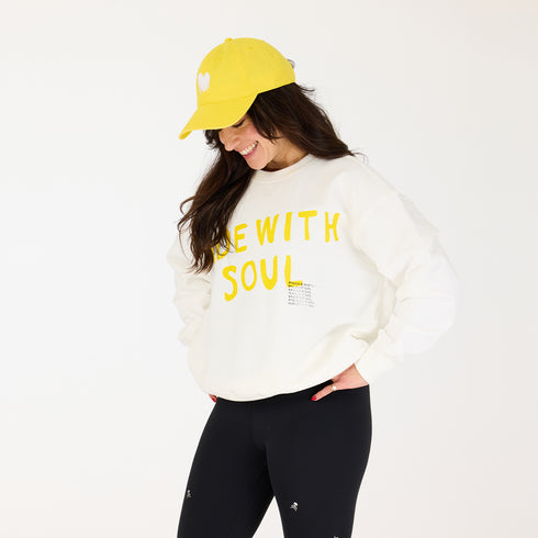 SoulCycle x KR Ex-boyfriend made with soul white sweatshirt 100% cotton fleece - Cute womens sweatshirts by Kerri Rosenthal