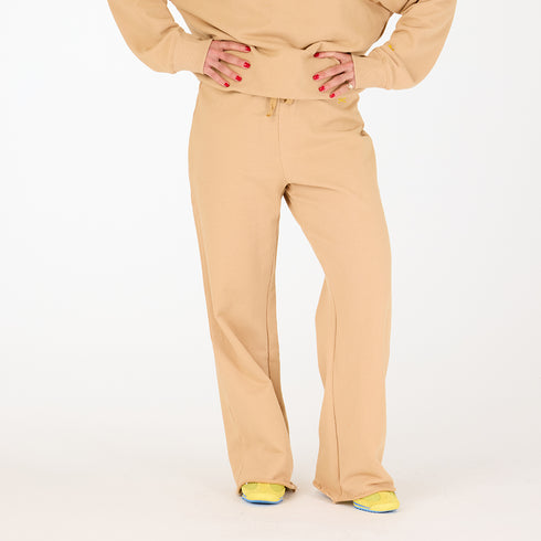 SoulCycle x KR camel weekend soul sweatpant with tiny embroidered skull and elastic waistband - Cute womens sweatpants by Kerri Rosenthal