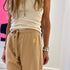 SoulCycle x KR camel weekend soul sweatpant with tiny embroidered skull and elastic waistband - Cute womens sweatpants by Kerri Rosenthal