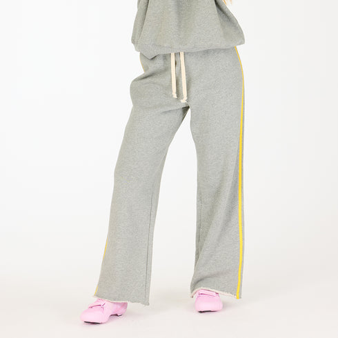 SoulCycle x KR weekend side stripe grey sweatpant 100% cotton terry with elastic waistband and tiny embroidered skull - Cute womens sweatpants by Kerri Rosenthal