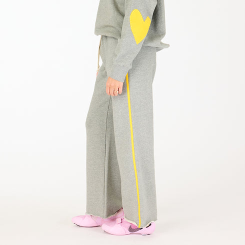 SoulCycle x KR weekend side stripe grey sweatpant 100% cotton terry with elastic waistband and tiny embroidered skull - Cute womens sweatpants by Kerri Rosenthal