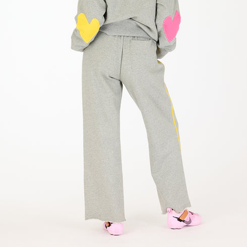 SoulCycle x KR weekend side stripe grey sweatpant 100% cotton terry with elastic waistband and tiny embroidered skull - Cute womens sweatpants by Kerri Rosenthal