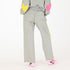 SoulCycle x KR weekend side stripe grey sweatpant 100% cotton terry with elastic waistband and tiny embroidered skull - Cute womens sweatpants by Kerri Rosenthal