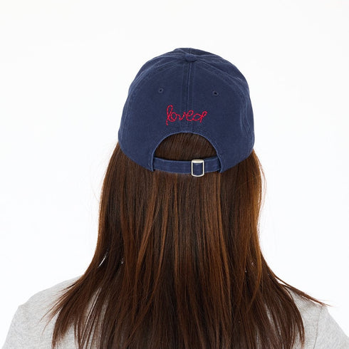 Navy blue cotton baseball cap hat with unique Imperfect heart patch and an adjustable belts for perfect fit