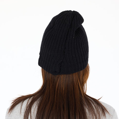 Love black beanie in a cotton-cashmere blend with a white heart patch - Shop cute women’s beanies hats by Kerri Rosenthal
