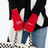 Happy everything red smittens fingerless gloves made from a soft cotton-cashmere blend - Shop cute women’s mittens and gloves by Kerri Rosenthal