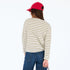 The KR white camel stripe long-sleeve tee in 100% cotton jersey with a heart embroidery patch - Shop cute women's tees by Kerri Rosenthal