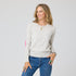Patchwork grey pullover sweater in cotton cashmere blend with long sleeves and heart patches on the elbows - Shop women's pullover sweaters by Kerri Rosenthal