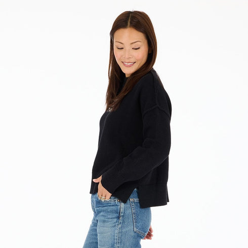 Boyfriend happy everything black sweater made from a cotton-cashmere blend with long sleeves - Shop women's designer sweaters by Kerri Rosenthal