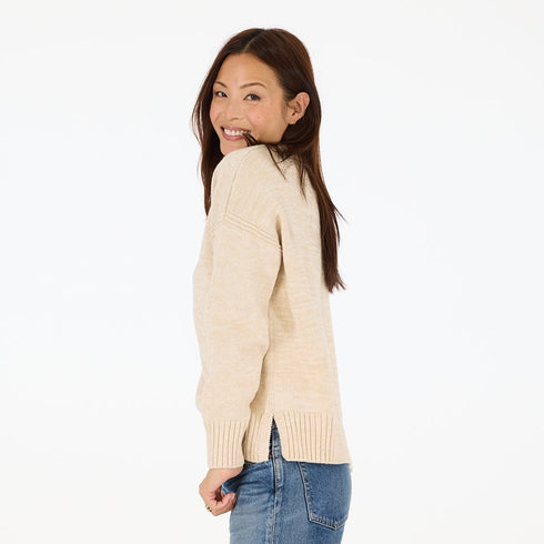 Boyfriend love squared natural sweater is made from a cotton-cashmere blend with long sleeves - Shop cute women's designer sweaters by Kerri Rosenthal