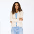 Fringe beau-lero cream cardigan made from 100% cotton with crew neck and 'Loved' embroidery - Cute women's cardigans by Kerri Rosenthal