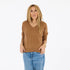 Women's brown 100% cashmere sweater with deep V neck and heart elbow patches