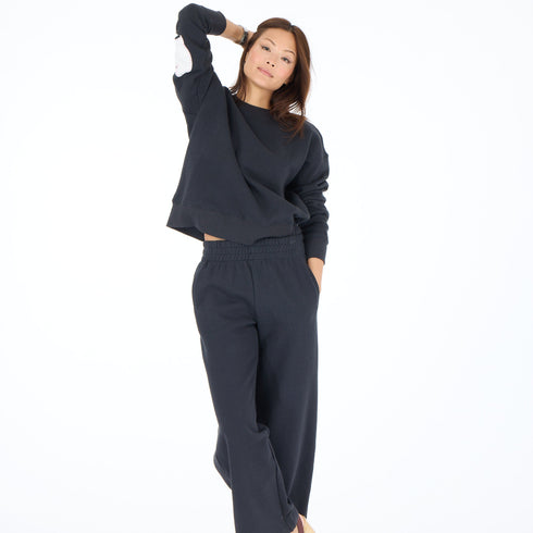 Ex-Boyfriend black sweatshirt in 100% cotton fleece with heart elbow patches - Shop cute women's sweatshirts with hearts by Kerri Rosenthal