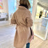 Cali fringe camel open-front long cardigan coat in 100% cashmere with drippy heart stitching - Cute women's long cardigan coats by Kerri Rosenthal