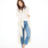 Super duper open-front off-white duster in 100% cashmere with 'Made With Love' artwork - Shop women's long dusters by Kerri Rosenthal