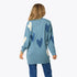 Poppy zero-waste blue long button-front cardigan in a cotton-cashmere blend with elbow heart patches - Shop women's long cardigans by Kerri Rosenthal