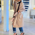 Cali fringe camel open-front long cardigan coat in 100% cashmere with drippy heart stitching - Cute women's long cardigan coats by Kerri Rosenthal