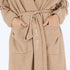 Cali fringe camel open-front long cardigan coat in 100% cashmere with drippy heart stitching - Cute women's long cardigan coats by Kerri Rosenthal