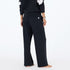 Weekend wide-leg palazzo black cotton fleece sweatpants with a pull-on elastic waistband and pockets - Cute women's sweatpants by Kerri Rosenthal