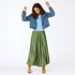 Ali contrast green maxi skirt with tiny embroidered imperfect heart detail - Cute women's maxi skirts by Kerri Rosenthal