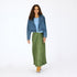 Ali contrast green maxi skirt with tiny embroidered imperfect heart detail - Cute women's maxi skirts by Kerri Rosenthal