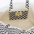KR heart on black and white check tote in 100% cotton canvas with a heart charm and inside pockets - Shop cute women's tote bags by Kerri Rosenthal