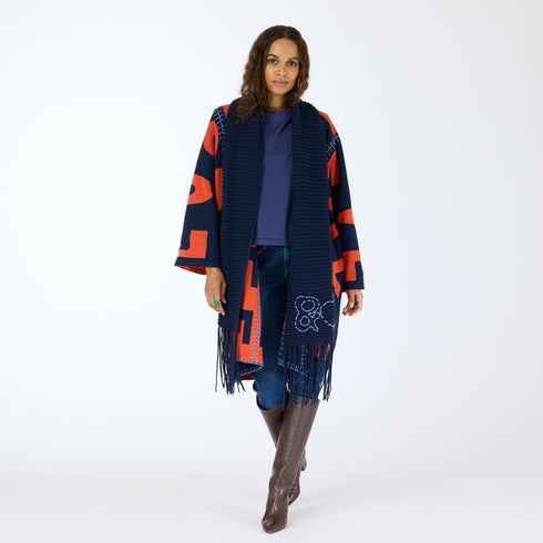 The Lisa and Love indigo blue scarf is made from a cotton and cashmere blend - Shop women’s cardigans by Kerri Rosenthal