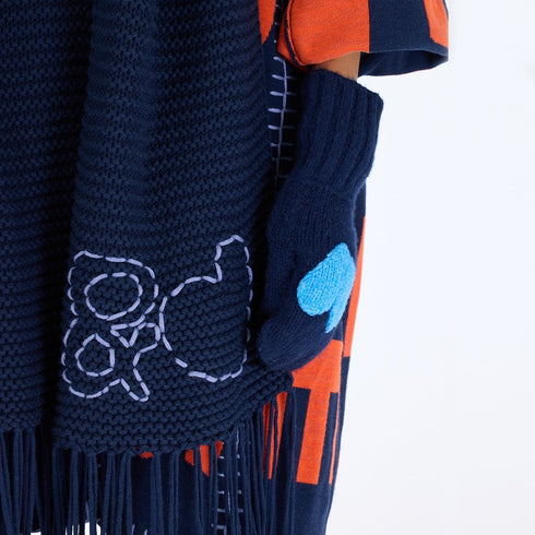 The Lisa and Love indigo blue scarf is made from a cotton and cashmere blend - Shop women’s cardigans by Kerri Rosenthal