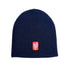 Love Brigade indigo blue beanie hat in a cotton-cashmere blend ribbed knit, featuring embroidered artwork - Shop cute women’s beanies by Kerri Rosenthal