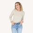 The KR long sleeves cream rib tee in a cotton blend with a tiny Imperfect heart - Shop cute women’s tees by Kerri Rosenthal