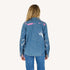 Pia Western Studio button-up blue denim shirt in 100% cotton heart elbow patches and hand-painted art - Cute women's jean shirts by Kerri Rosenthal