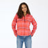 Pia Western red plaid flannel shirt in 100% cotton with snaps, double front pockets and oval elbow patches - Cute women's shirts by Kerri Rosenthal