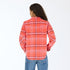 Pia Western red plaid flannel shirt in 100% cotton with snaps, double front pockets and oval elbow patches - Cute women's shirts by Kerri Rosenthal