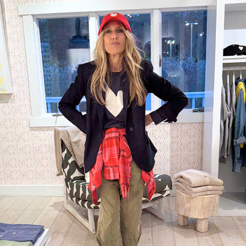 Pia Western red plaid flannel shirt in 100% cotton with snaps, double front pockets and oval elbow patches - Cute women's shirts by Kerri Rosenthal