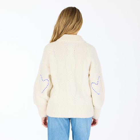 Troy beige blend of wool and cashmere cardigan with stitched elbow patch and double patch pockets - Shop cute women’s cardigans by Kerri Rosenthal