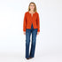 Bassett rust cashmere cardigan, features a round neck, covered contrast buttons, and embroidered 'Loved' artwork - Cute women's cardigans by Kerri Rosenthal