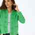 The fringe Beau-Lero cashmere green cardigan with an open front and the tiny 'Imperfect Heart' design - Shop cute women's cardigans by Kerri Rosenthal