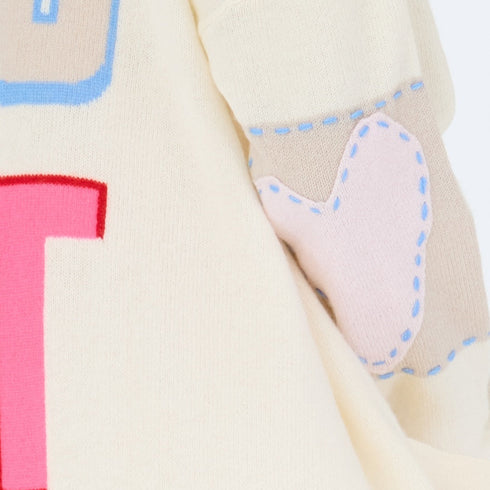 Super Duper From Love beige cashmere duster long cardigan with contrast heart elbow patches and artwork - Women’s long cardigans by Kerri Rosenthal