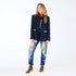 The Workday Love Brigade indigo blue wool-blend blazer jacket with double flap pockets - Shop cute women’s blazers by Kerri Rosenthal