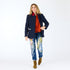 The Workday Love Brigade indigo blue wool-blend blazer jacket with double flap pockets - Shop cute women’s blazers by Kerri Rosenthal