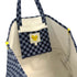 The KR heart blue check tote made from 100% cotton canvas with an inside pocket and an imperfect heart bag charm - Shop women’s tote bags by Kerri Rosenthal