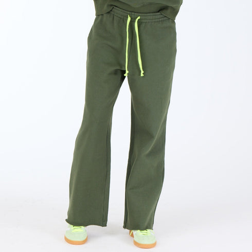 The Weekend Barb pine green sweatpant made from 100% cotton with side pockets and a tiny embroidered heart - Shop cute women’s sweatpants by Kerri Rosenthal