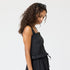 Pippa black straps blouse made of 100% cotton textured woven, front bodice lace and flounce ruffle - Cute womens tops by Kerri Rosenthal