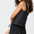 Pippa black straps blouse made of 100% cotton textured woven, front bodice lace and flounce ruffle - Cute womens tops by Kerri Rosenthal
