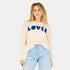 Boyfriend loved natural sweater made of 100% cotton with blue 'Loved' artwork - Cute women's sweaters by Kerri Rosenthal