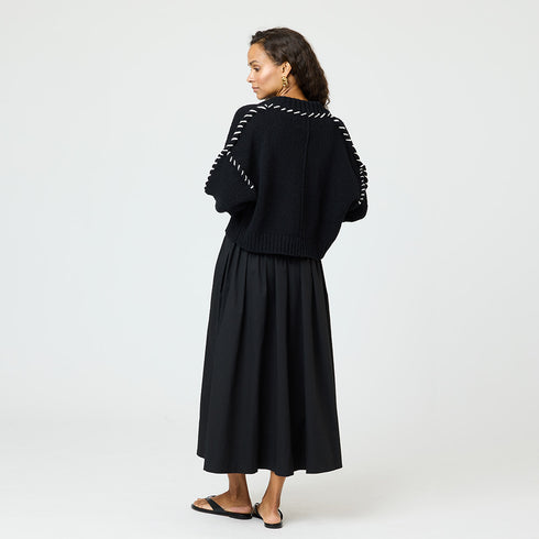 Black sienna open front cardigan made of 100% cotton slub with heart elbows and embroidered smiley - Cute women's cardigans by Kerri Rosenthal